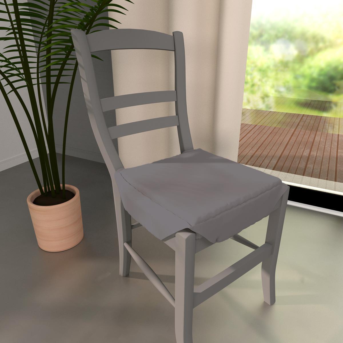 Dessus de chaise à rabats Panama - 36 x 36 x 3,5 cm - 100% coton - Gris