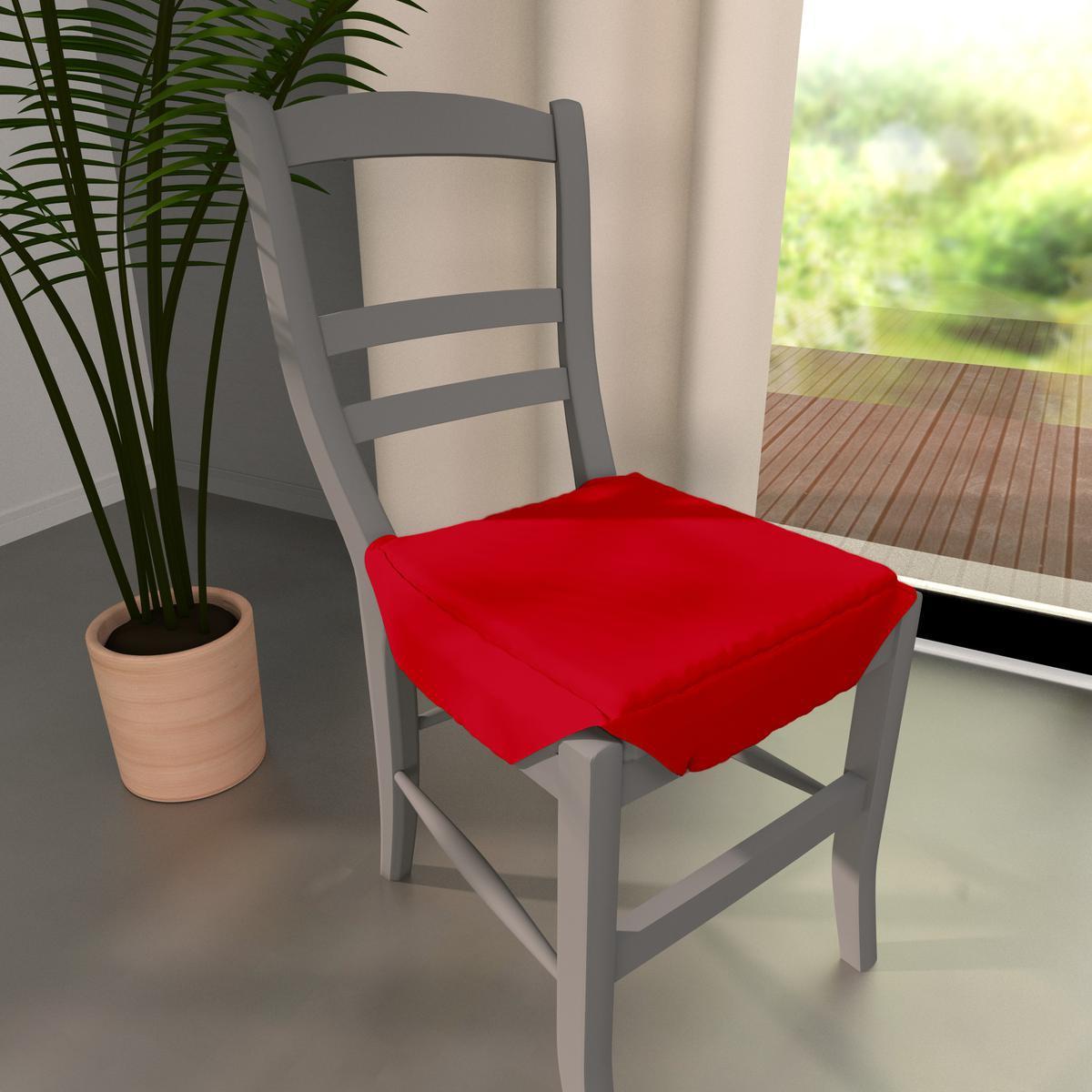 Dessus de chaise à rabats Panama - 36 x 36 x 3,5 cm - 100% coton - Rouge hermès