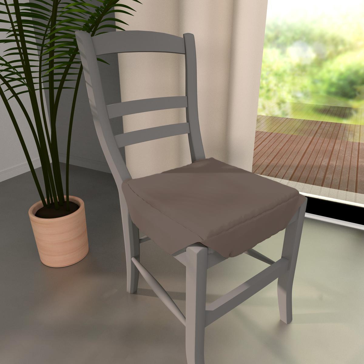 Dessus de chaise à rabats Panama - 36 x 36 x 3,5 cm - 100% coton - Marron taupe