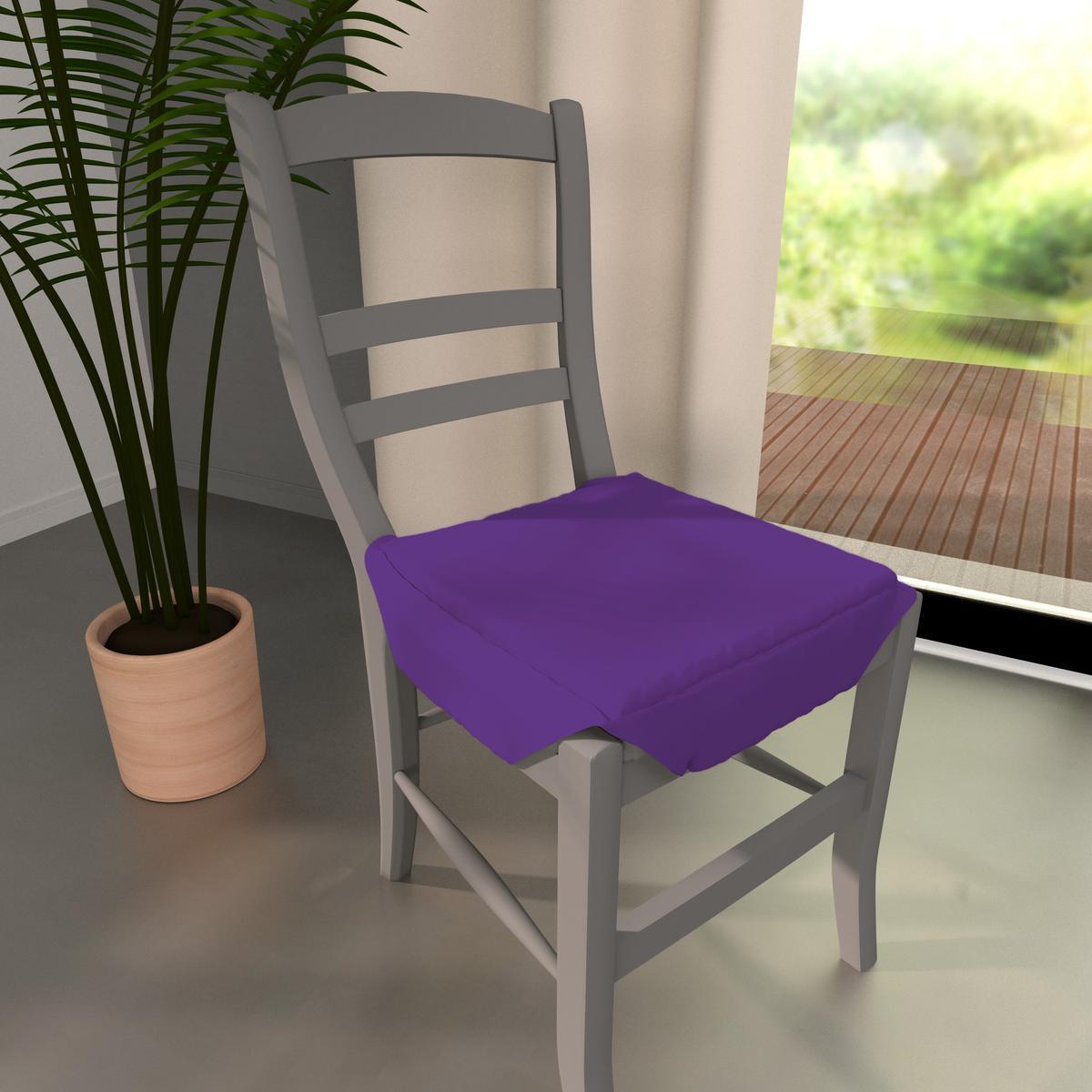 Dessus de chaise à rabats Panama - 36 x 36 x 3,5 cm - 100% coton - Violet