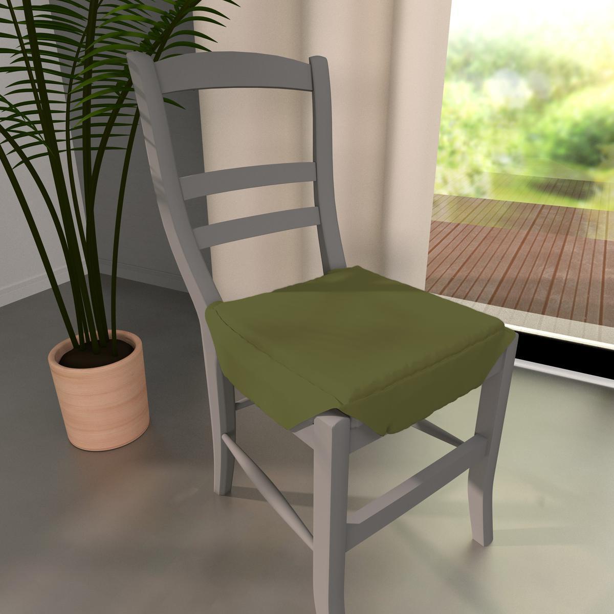 Dessus de chaise à rabats Panama - 36 x 36 x 3,5 cm - 100% coton - Vert kaki