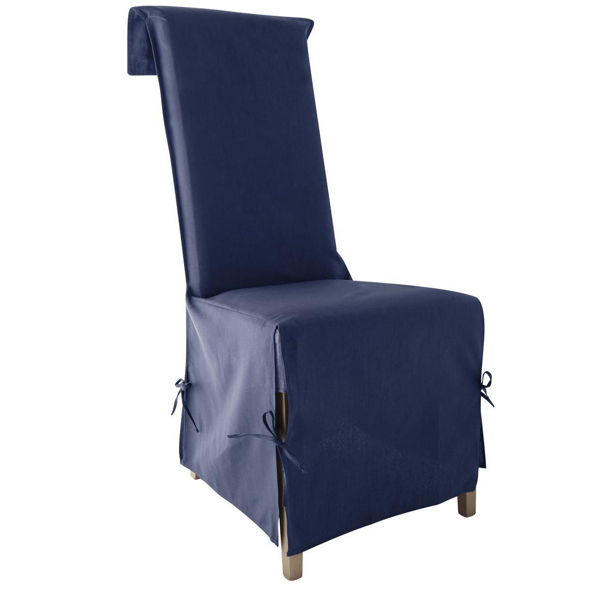 Housse de chaise Panama - 40 x 40 x 72 cm - 100% coton - Bleu foncé