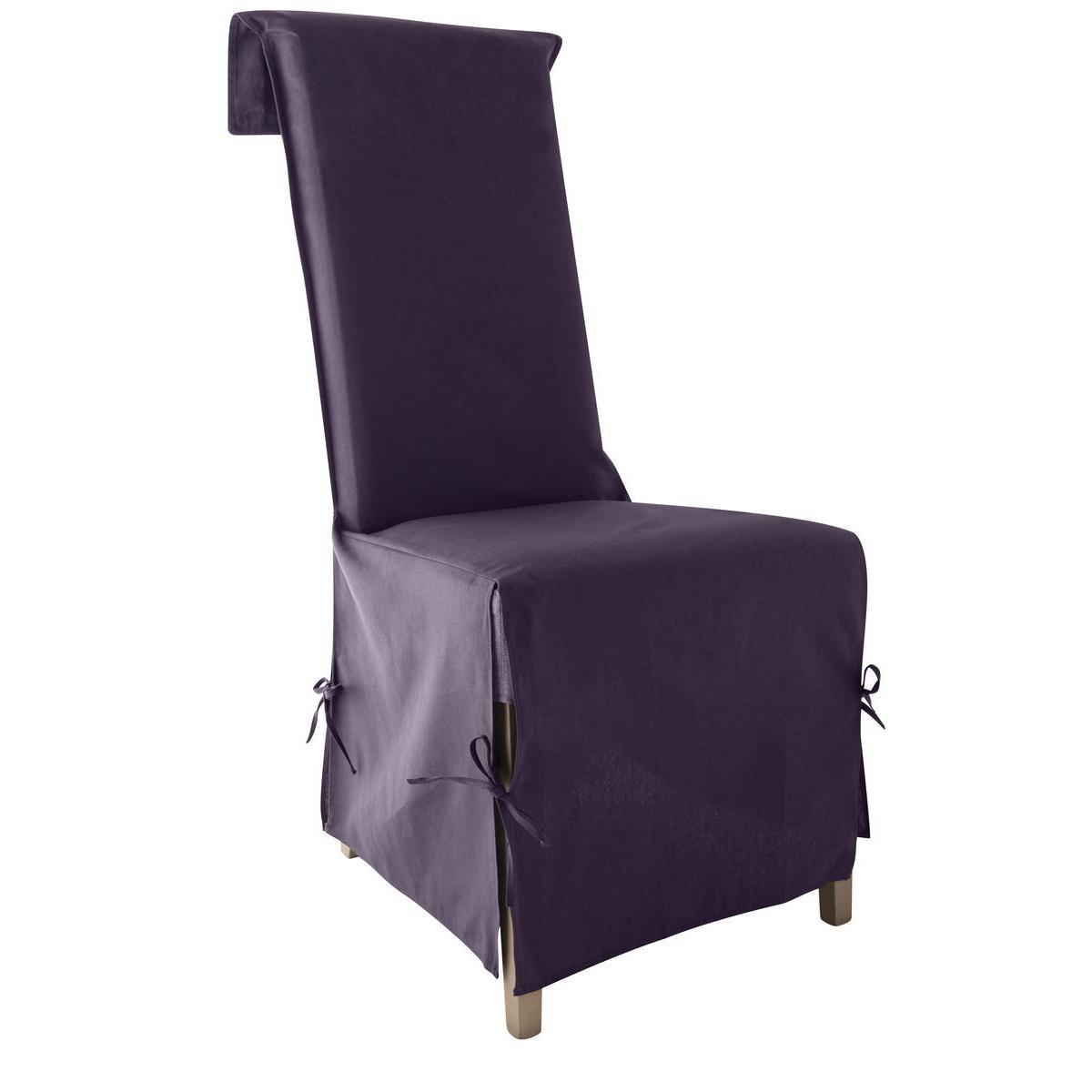 Housse de chaise en coton 40x40x72cm violet prune