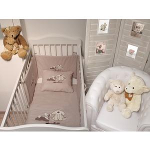 Couette bébé garçon petit train + oreiller - Marron taupe