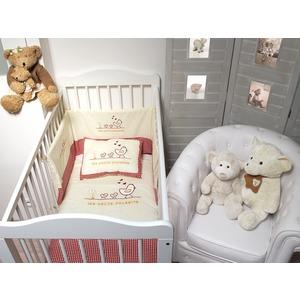 Couette bébé fille poulette + oreiller - Couette 90 x 110 cm - Oreiller 35 x 45 cm - Rouge, blanc