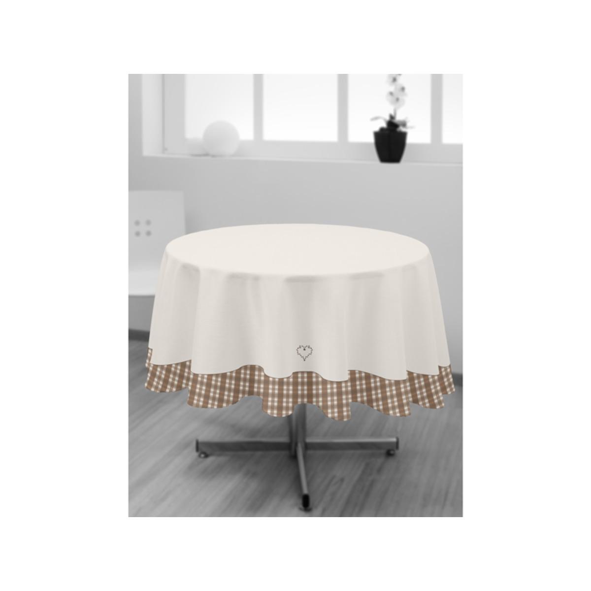 Nappe ronde collection Vosges - Diamètre 180 cm - Marron taupe