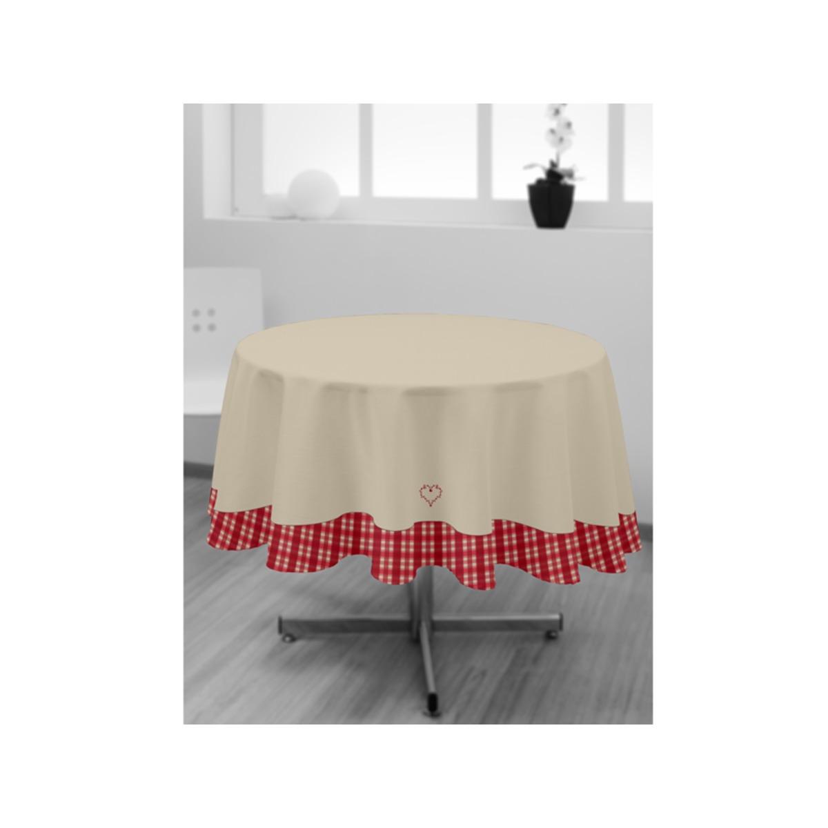 Nappe ronde collection Vosges - Diamètre 180 cm - Rouge