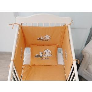 Tour de lit bébé petit train - 40 x 170 cm - Orange corail
