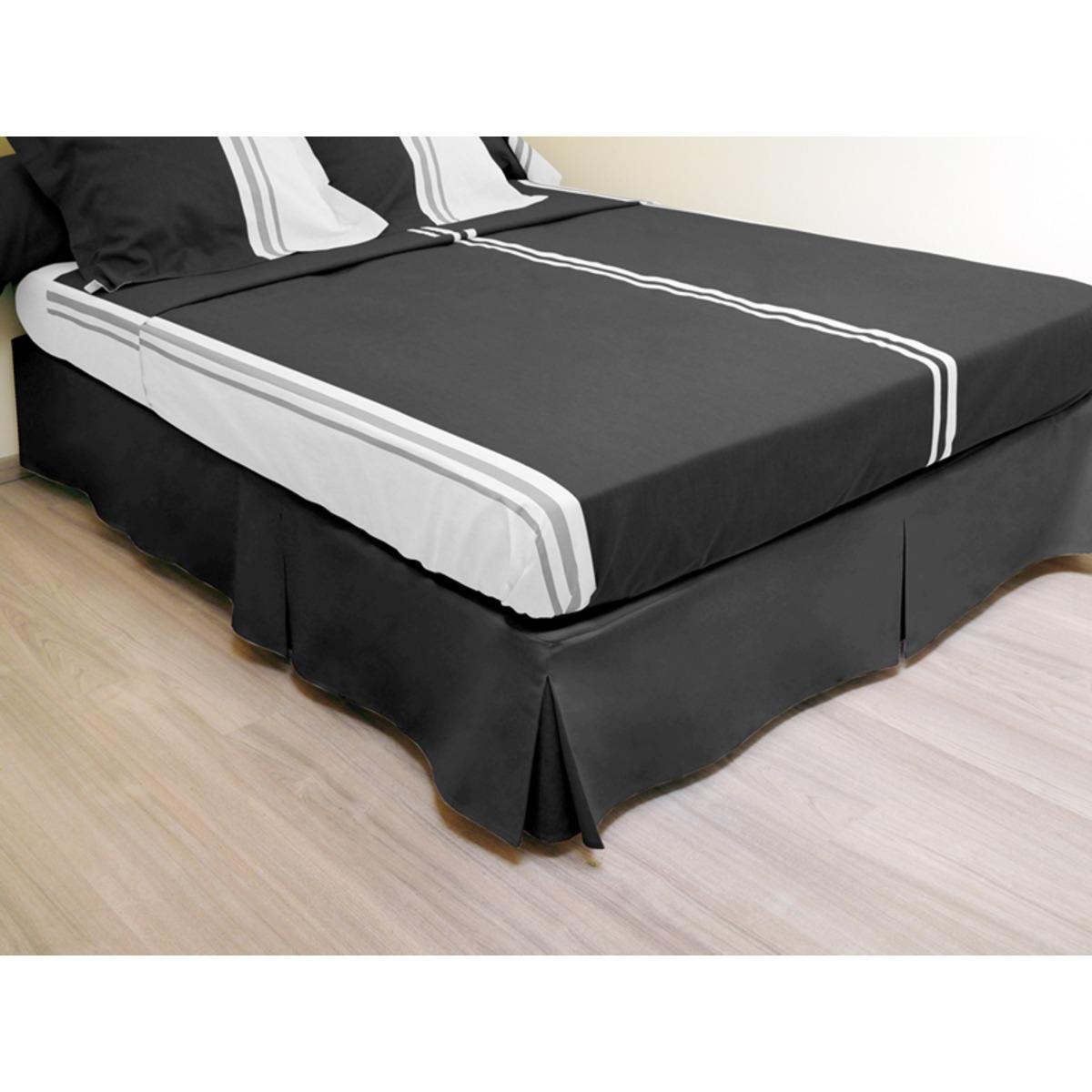 Cache sommier microfibre - 140 x 190 cm - Noir