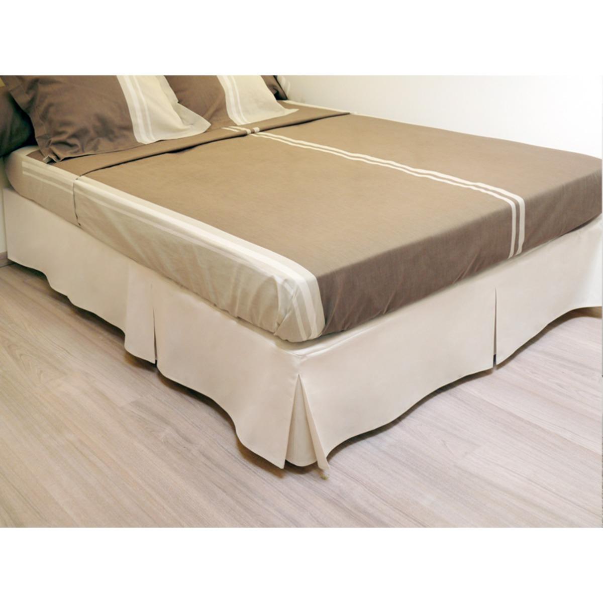 Cache sommier microfibre - 160 x 200 cm - Beige