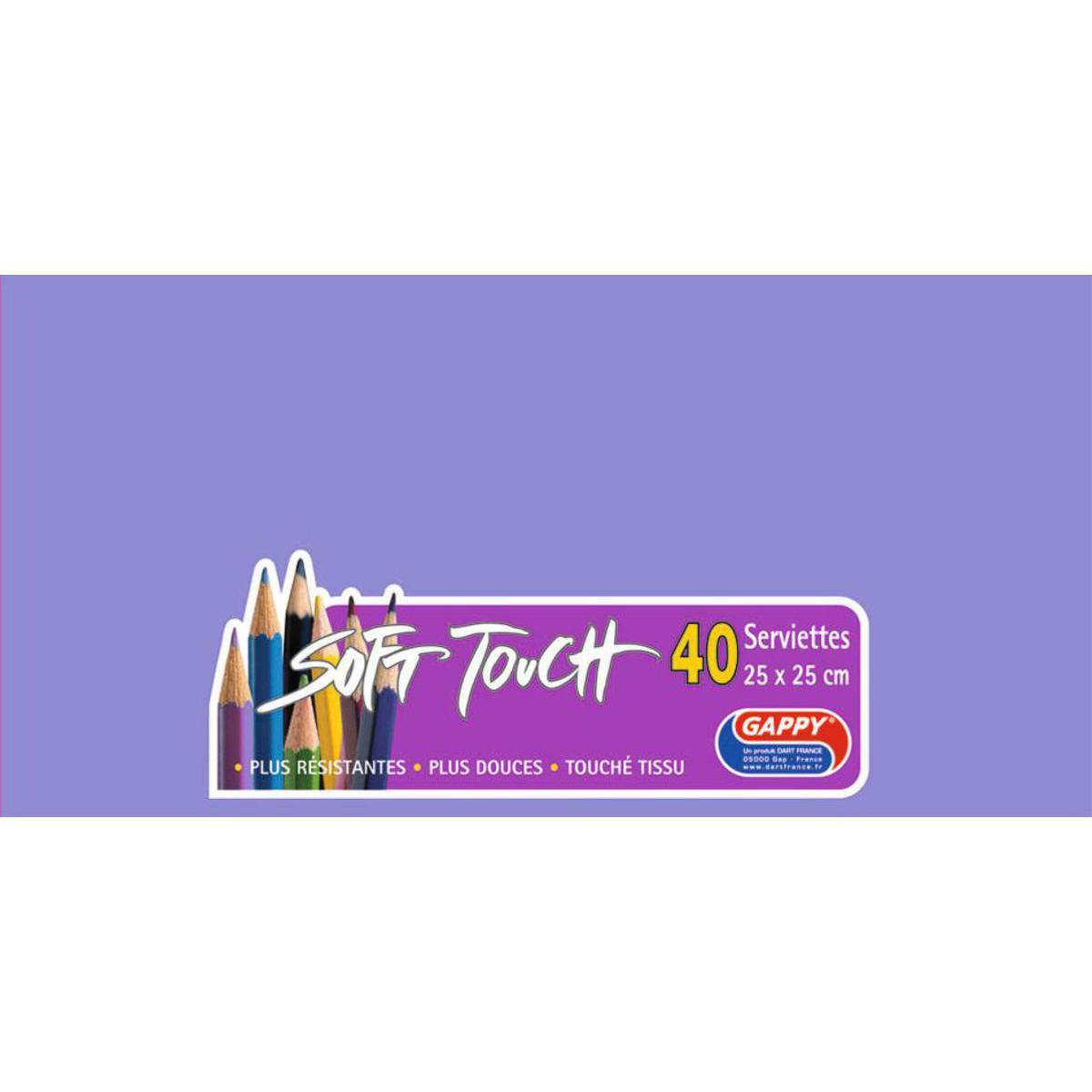 Lot de 40 serviettes Soft Touch 2 plis Gappy - 33 x 33 cm - Pure Ouate de Cellulose - Violet améthyste