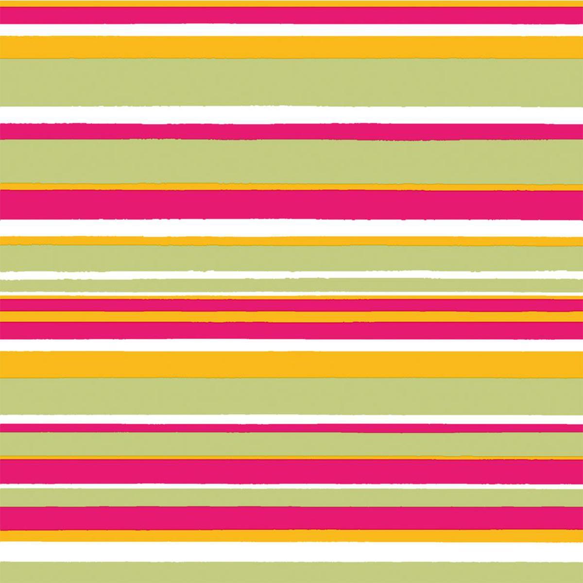 Lot de 20 serviettes imprimées 3 plis Stripes Summer - 33 x 33 cm - Ouate de Cellulose - Multicolore