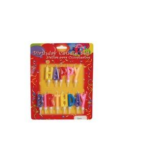 Ensemble de 13 bougies Happy Birthday avec supports pour gâteau - Hauteur 6 cm - Multicolore