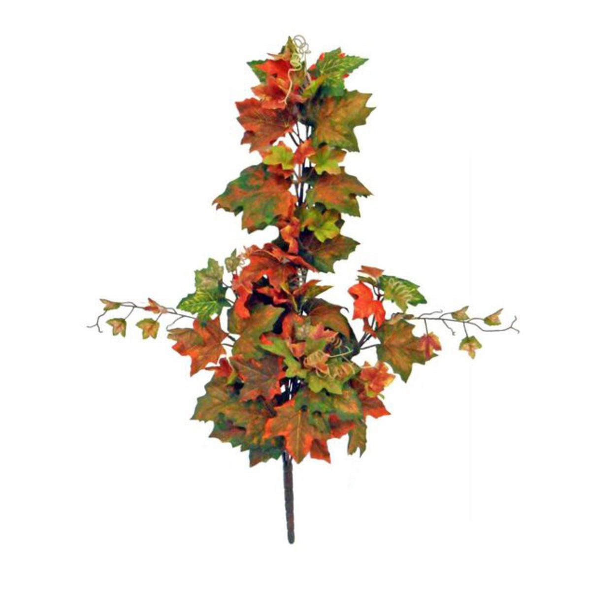 Chute de 105 feuilles d'automne - Plastique, Polyester -H 60 cm - Vert