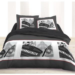 Parure de lit et deux taies d'oreiller - 220 x 240 cm - Noir