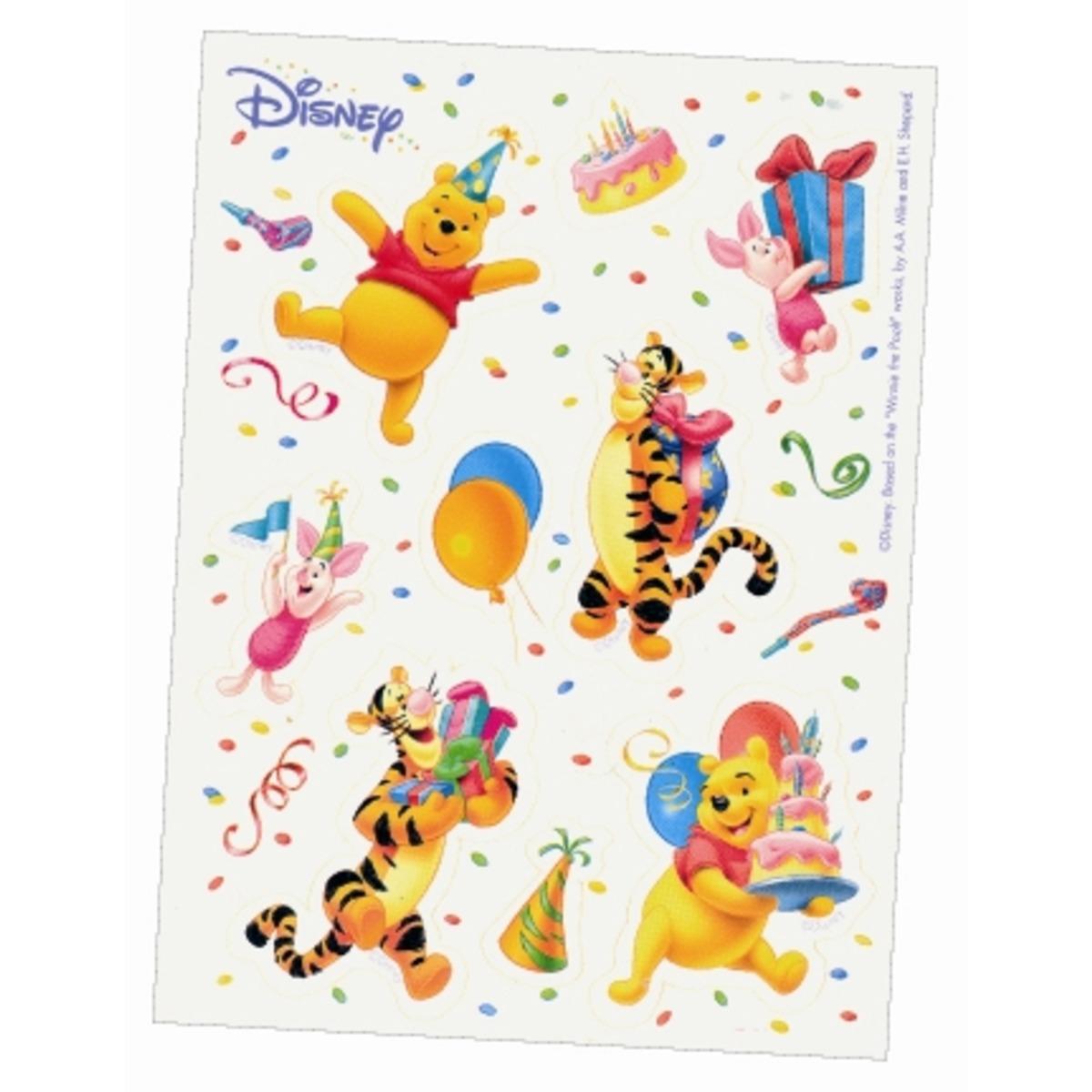Lot de 6 stickers Winnie en papier adhésif - 6 planches de stickers - Multicolore