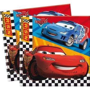 Lot de 20 serviettes Cars rsn en pate de cellulose - 33 x 33 cm - Multicolore