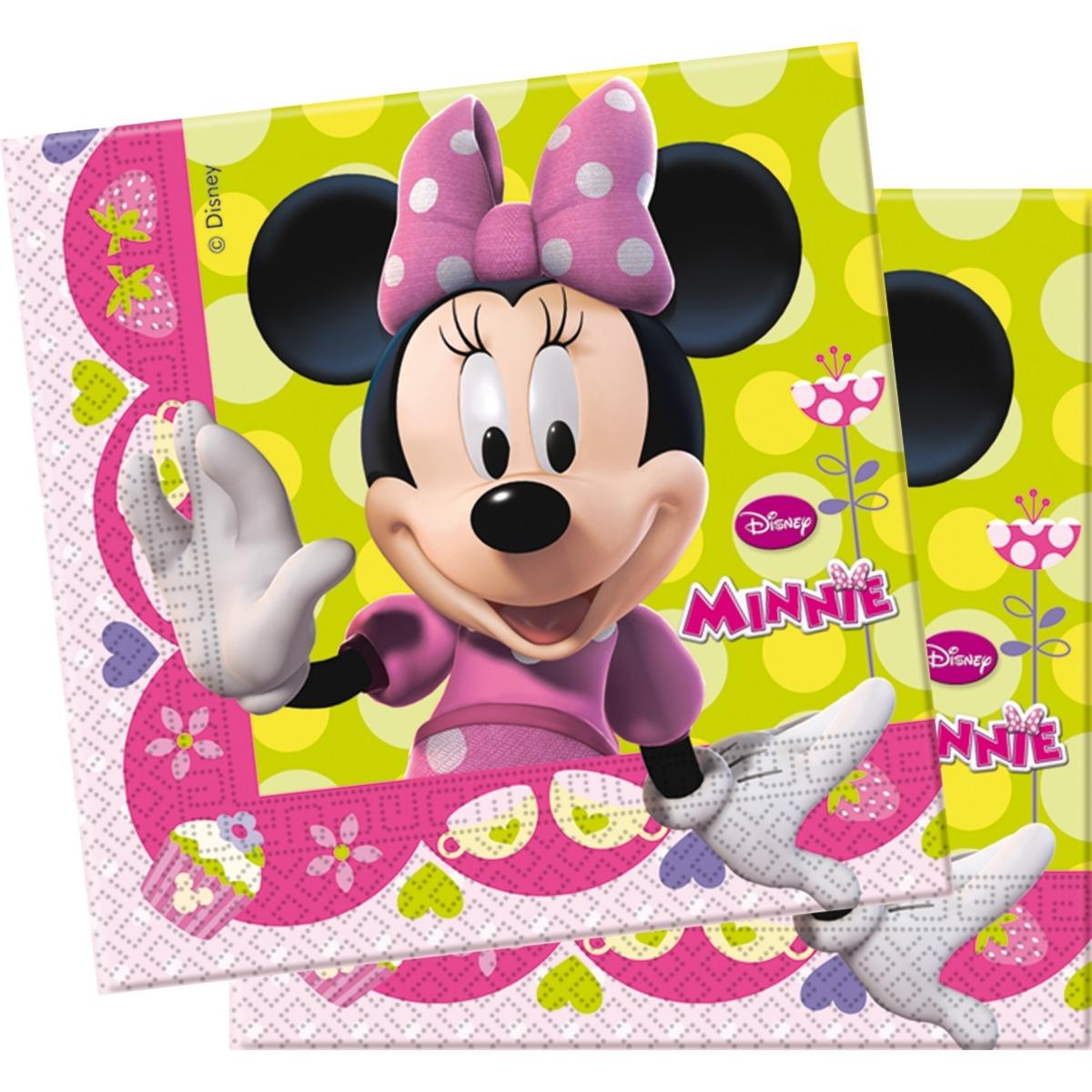 Lot de 20 serviettes minnie Bow-tique en pate de cellulose - 33 x 33 cm - Multicolore