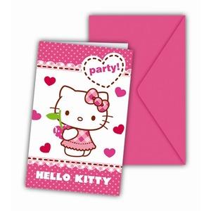 Cartes invitations Hello Kitty en carton - 11 x 21 cm - Multicolore