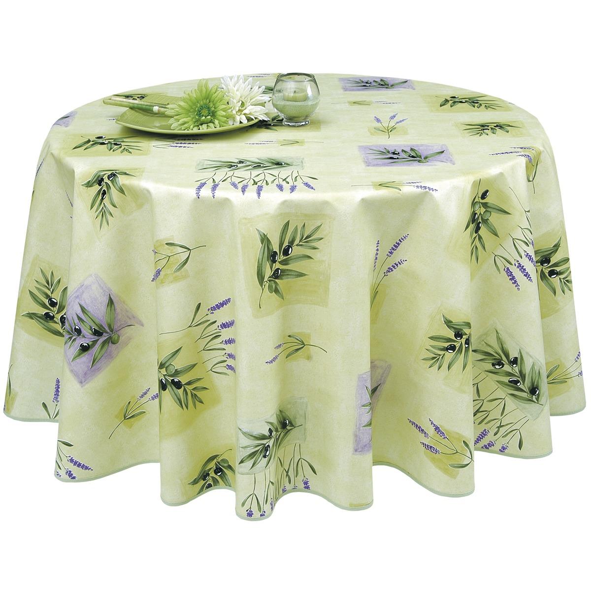 Nappe en toile cirée Fréjus ronde - 150 cm - Vert