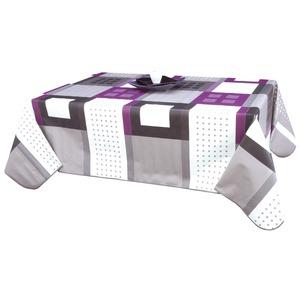 Nappe en toile cirée rectangulaire Tetris - 140 x 200 cm - Violet prune