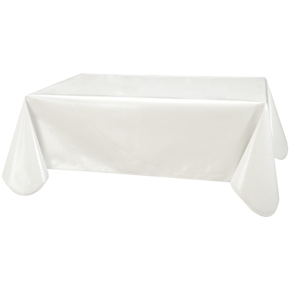 Nappe en toile cirée rectangulaire uni laquée - 140 x 250 cm - Blanc