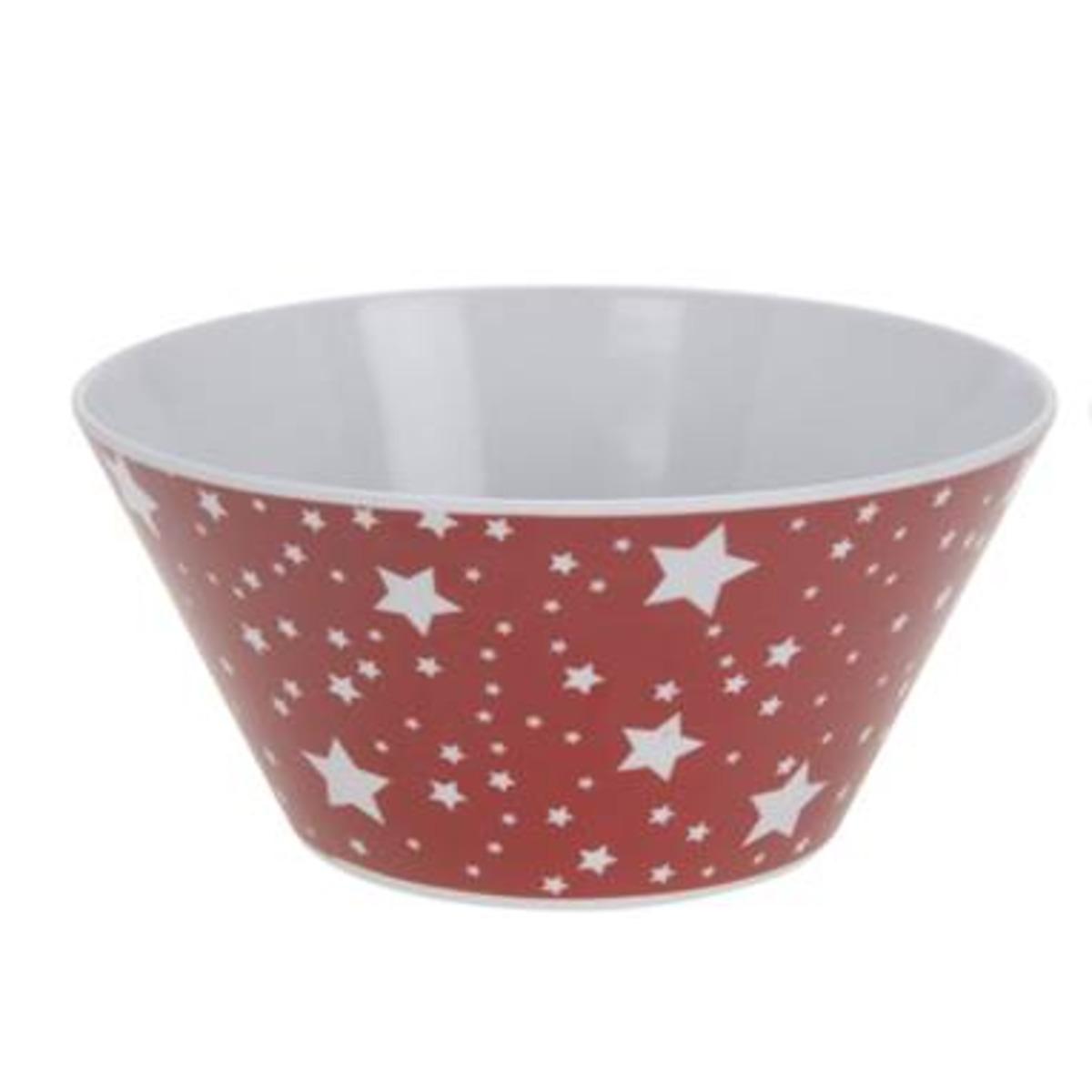 Bol en mélamine décor Etoiles - Diamètre 14,5 cm - Rouge, blanc