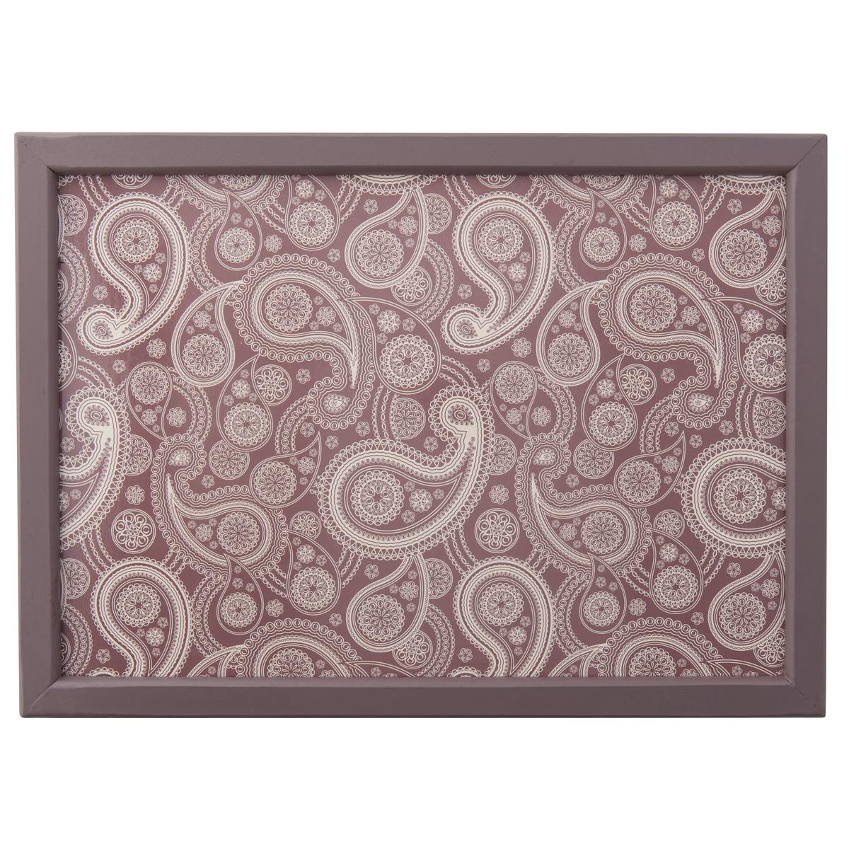 Plateau avec coussin moelleux à motif damassé - 45 x 30 cm - Beige