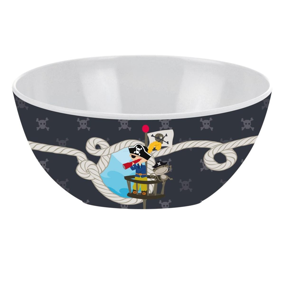 Bol en mélamine décor Pirate - Diamètre 15 x 7 cm - Noir