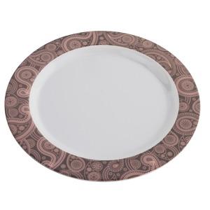 Assiette en mélamine motif damassé - Diamètre 25 cm - Rose