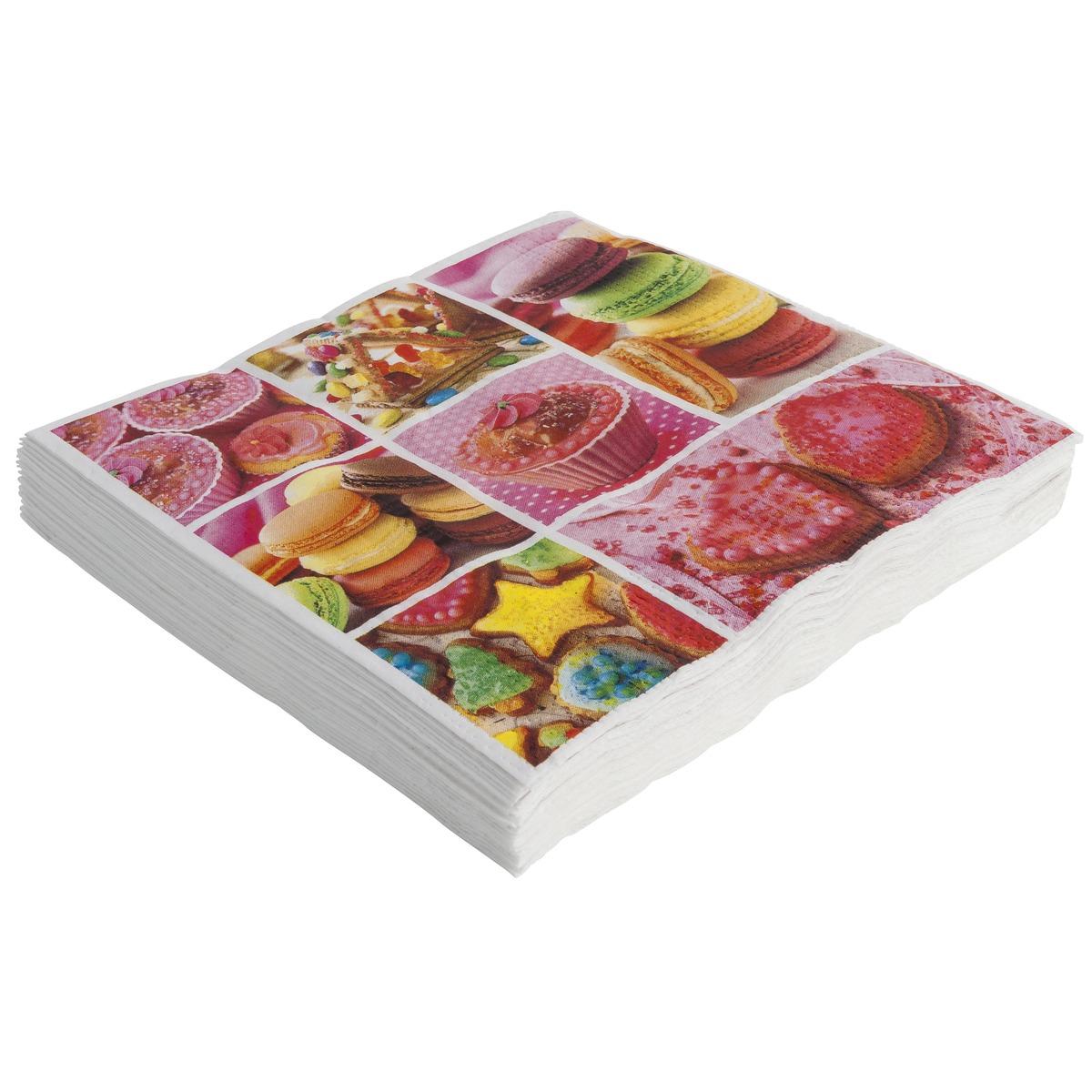 Lot de 20 serviettes en papier collection Cupcake - 33 x 33 cm - Modèle Desserts