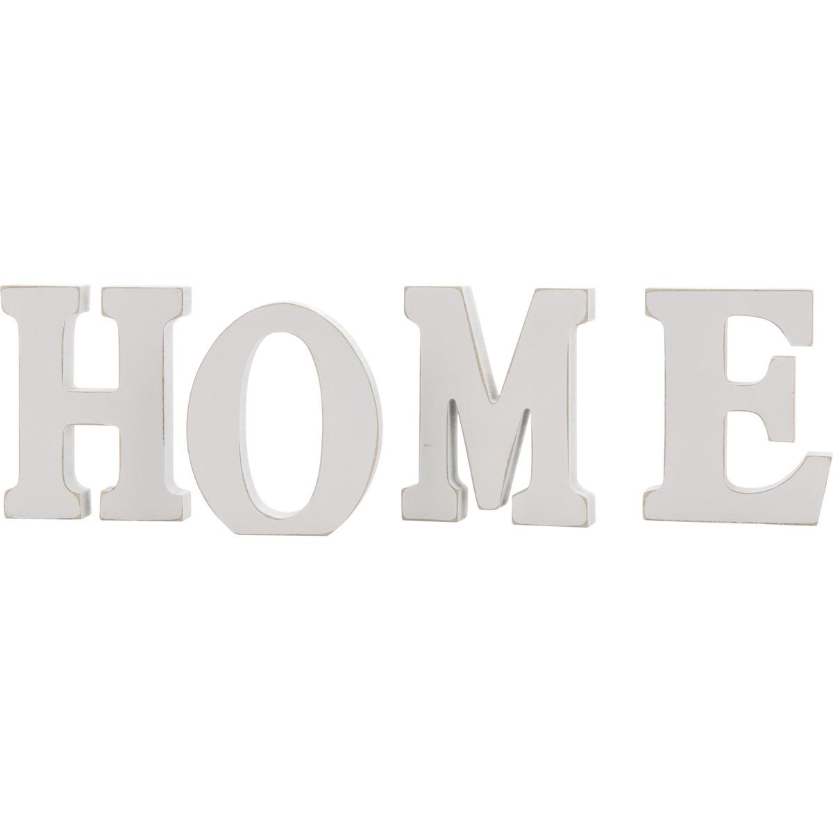 Lettres décoratives texte Home en bois - 15 x 18 cm - Blanc