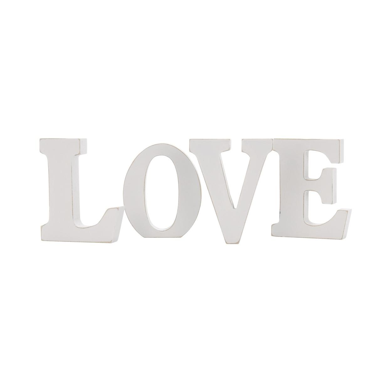 Lettres décoratives texte Love en bois - 15 x 18 cm - Blanc