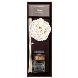 Coffret diffuseur de parfum avec flacon, fleur et bâtonnets senteur délicate Café - 60 ml