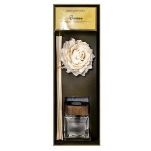 Coffret diffuseur de parfum avec flacon, fleur et bâtonnets senteur délicate Bambou - 60 ml