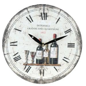 Horloge murale grand vin - Diamètre 28 cm - Gris