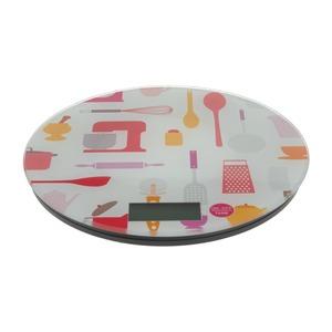 Balance de cuisine couleurs pop jusque 5 kg - Piles incluses - Diamètre 19 cm - Modèle Ustensiles