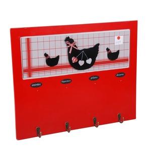 Mémo pour la cuisine décoration poule - 50 x 40 cm - rouge, noir