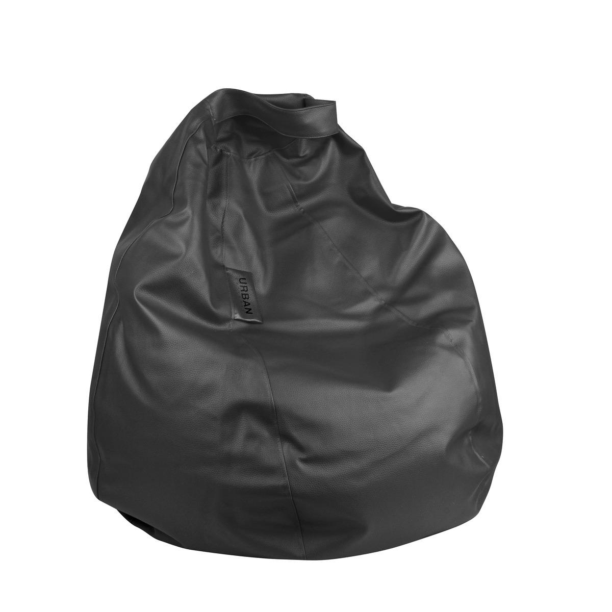 Pouf Noir en forme de poire imitation cuir - 60 x 60 x 75 cm - Noir