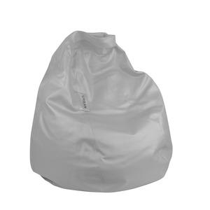 Pouf Gris en forme de poire imitation cuir - 60 x 60 x 75 cm - Gris