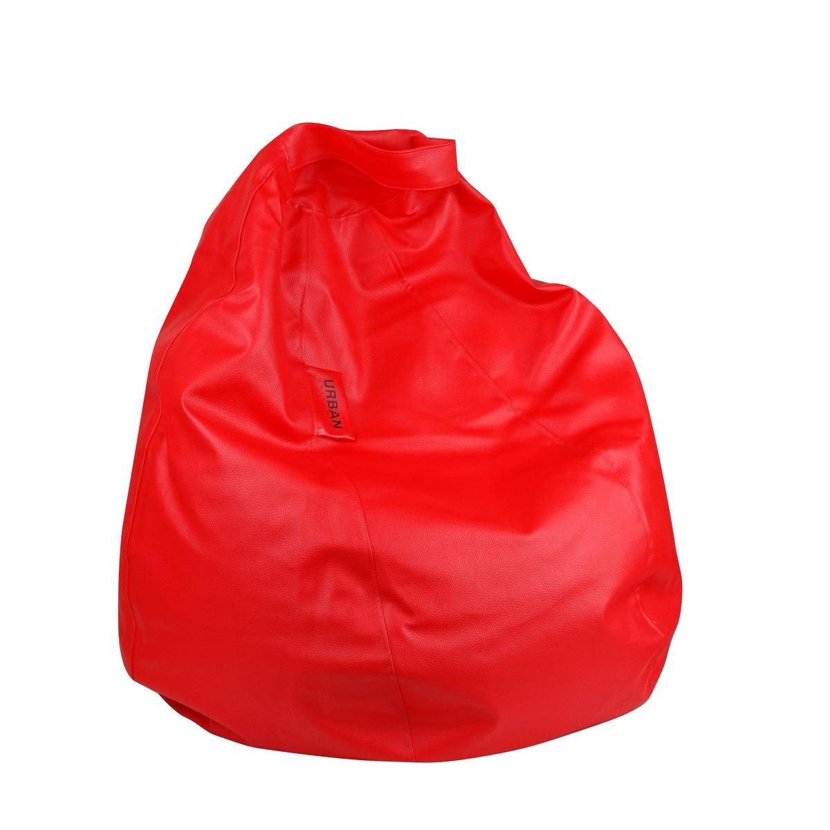 Pouf Rouge en forme de poire imitation cuir -60 x 60 x 75 cm - Rouge