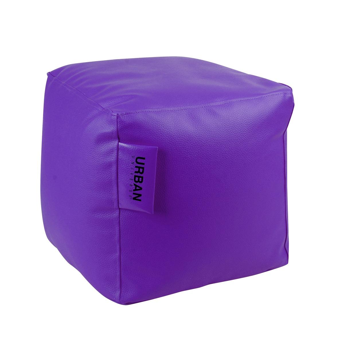 Pouf carré violet - imitation cuir - 40 x 40 x 40 cm - Violet
