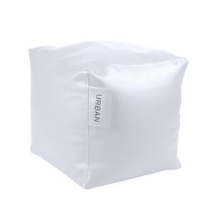 Pouf carré blanc - imitation cuir - 40 x 40 x 40 cm - Blanc