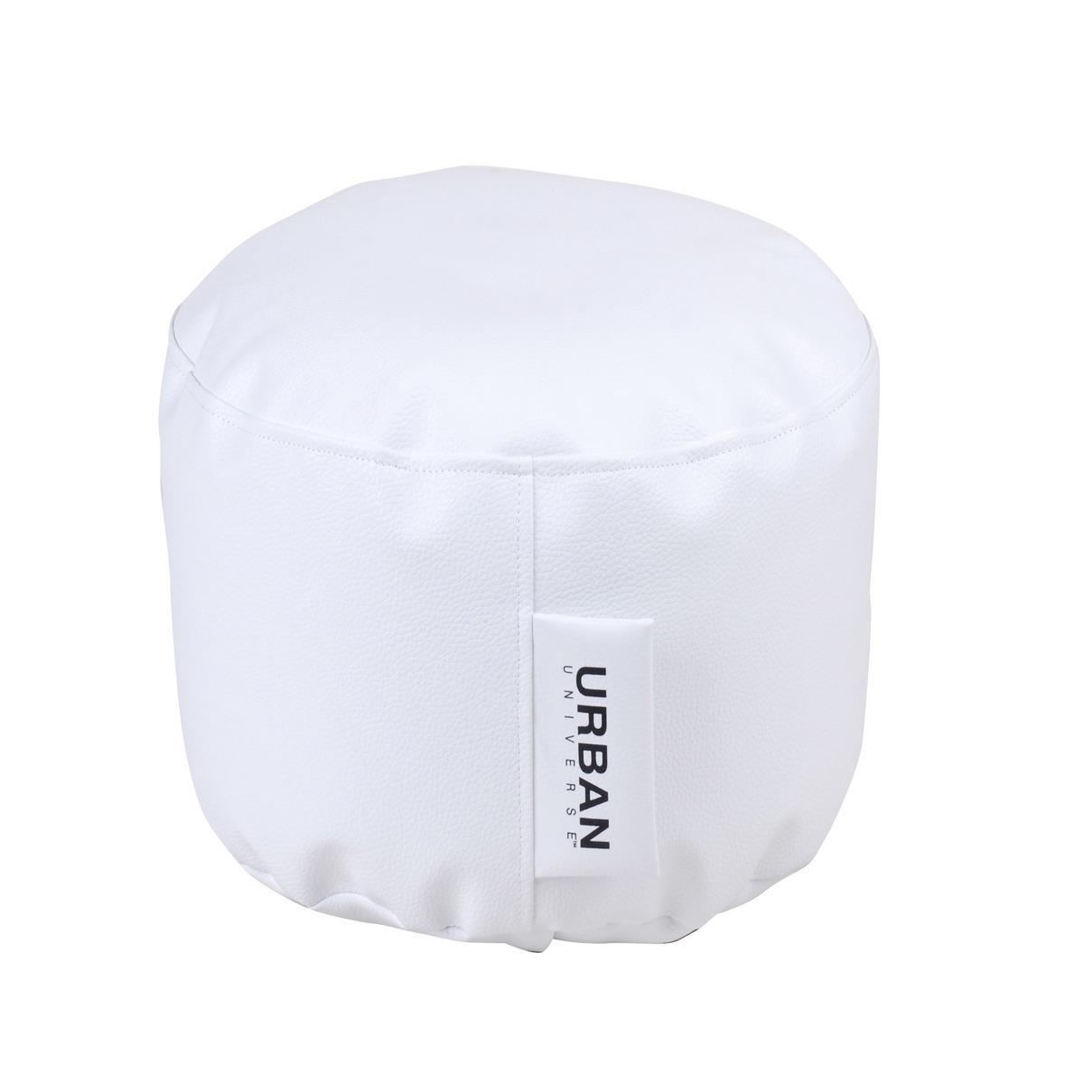 Pouf rond blanc imitation cuir - Diamètre 40 x 40 x 45 cm - Blanc