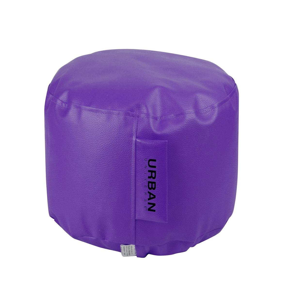 Pouf rond violet imitation cuir - Diamètre 40 x 40 x 45 cm - Violet