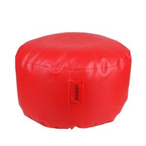 Pouf rond rouge imitation cuir - Diamètre 68 x 68 x 45 cm - Rouge