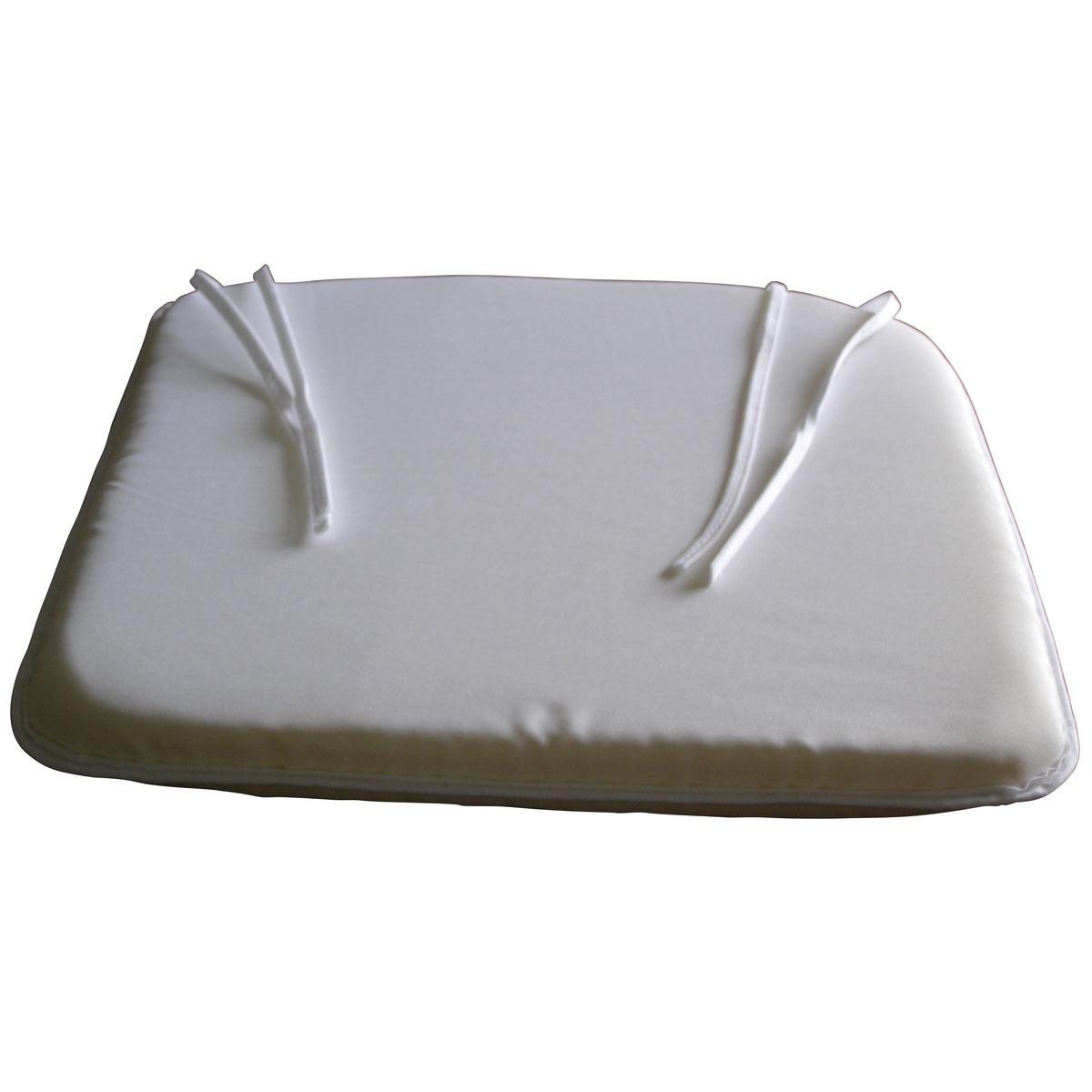 Galette de chaise 100% polyester - 36 x 38 cm - Blanc