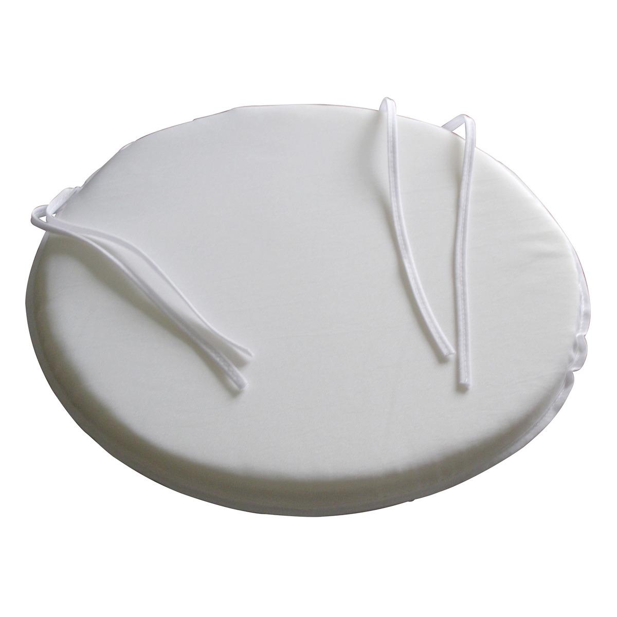 Galette de chaise 100% polyester - Diam. 38 cm - Blanc
