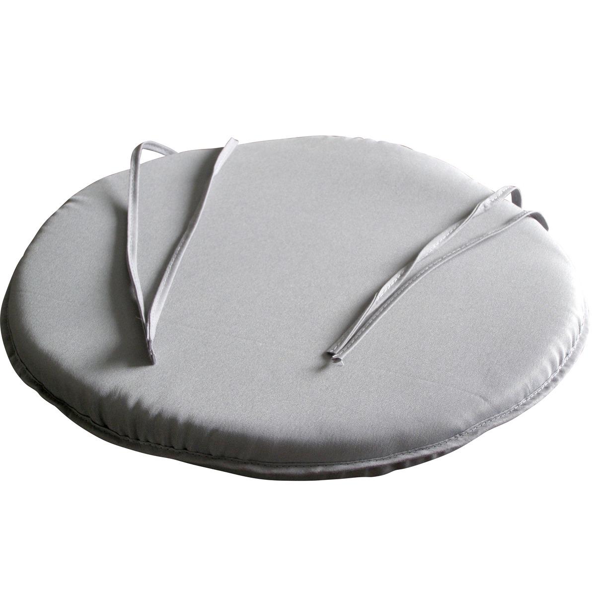 Galette de chaise 100% polyester - Diam. 38 cm - Gris clair