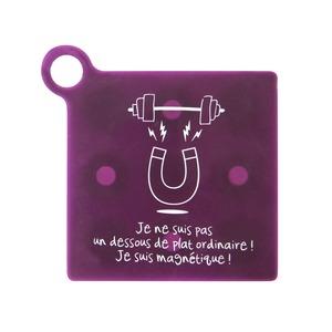 Dessous de plat magnétique en silicone avec motifs - 18 x 18 cm - Violet